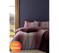 Catherine Lansfield Brushed Cotton Melrose Tweed Check Reversible King Duvet Cover Set with Pillowcases Plum
