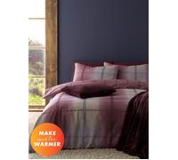 Catherine Lansfield Brushed Cotton Melrose Tweed Check Reversible Double Duvet Cover Set with Pillowcases Plum