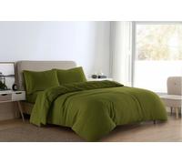 Catherine Lansfield Brushed Cotton Double Duvet Cover Set with Pillowcases Green