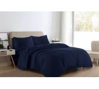 Catherine Lansfield Brushed Cotton Plain Navy Blue Duvet Cover Set Double Bedding Set