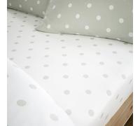 Catherine Lansfield Brushed Cotton Polka Dot Single Fitted Sheet Green