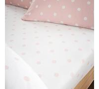 Catherine Lansfield Brushed Cotton Polka Dot Single Fitted Sheet Pink