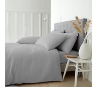 Catherine Lansfield Duvet Cover Set Brushed Cotton Single with Pillowcase Grey