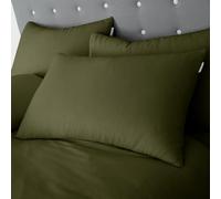 Catherine Lansfield Brushed Cotton Standard Pillow case Pair with envelope closure Green