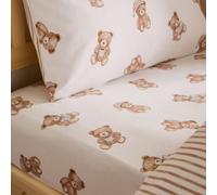 Catherine Lansfield Brushed Cotton Teddy Bear Single Fitted Sheet Cream