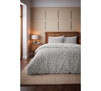 Catherine Lansfield 'Brushed Grace Floral Leaf' Cotton Reversible Duvet Cover Set in Grey | Size: Single Catherine Lansfield Grey Single