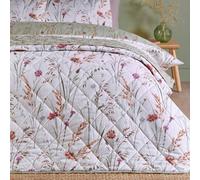 Catherine Lansfield Brushed Grasmere Floral Cotton Reversible 200X220Cm Quilted Bedspread Green