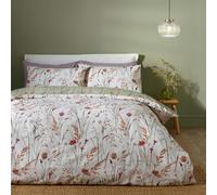 Catherine Lansfield Brushed Grasmere Floral Cotton Reversible King Duvet Cover Set with Pillowcases Green