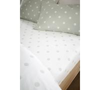 Catherine Lansfield Brushed Polka Dot Cotton Double Fitted Sheet Green