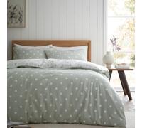 'Brushed Polka Dot' Cotton Reversible Duvet Cover Set Catherine Lansfield Green Double