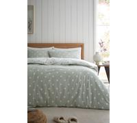 Catherine Lansfield Brushed Polka Dot Cotton Duvet Cover Set Double Green