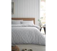 Catherine Lansfield Brushed Polka Dot Cotton Reversible King Duvet Cover Set with Pillowcases, Grey