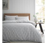 Catherine Lansfield Brushed Polka Dot Cotton Reversible Single Duvet Cover Set with Pillowcase, Grey