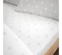 Catherine Lansfield Fitted Sheet Brushed Cotton Polka Dot Single Grey