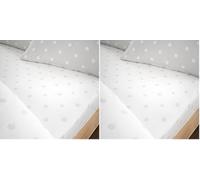 Catherine Lansfield Brushed Polka Dot Cotton Single Fitted Sheet Grey (Pack of 2)