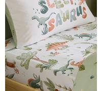 Catherine Lansfield Brushed Sleepy Saurus Dino Cotton Junior Fitted Sheet Cream