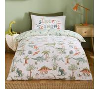 Catherine Lansfield Brushed Sleepy Saurus Dino Double Duvet Cover Set Cream