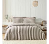 Catherine Lansfield Brushed Stripe King Duvet Cover Set Chocolate
