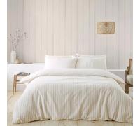Catherine Lansfield Brushed Stripe Single Double King Natural Duvet Cover Set