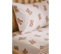 Catherine Lansfield Brushed Cotton Teddy Bear Single Fitted Sheet Cream