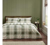 Catherine Lansfield Brushed Troon Check Double Duvet Cover Set Green