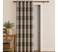 Catherine Lansfield Brushed Woven Glencoe Check 46x84 Inch Eyelet Door Panel Green