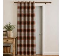 Catherine Lansfield Brushed Woven Glencoe Check 46x84 Inch Eyelet Door Panel Terracotta