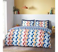 Catherine Lansfield Bryson Geo Reversible Super King Duvet Cover Set with Pillowcases Bright