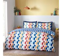 Catherine Lansfield Bryson Geo Reversible King Duvet Cover Set with Pillowcases Bright