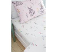 Catherine Lansfield 'Bunny Tails Ditsy Flowers' Fitted Sheet in White | Size: Single Catherine Lansfield White Single