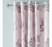 Catherine Lansfield Bunny Tails Ditsy Flowers Fully Reversible, 66x72 Inch, Eyelet Curtains, Two Panels, Pink