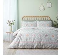 Catherine Lansfield Cameo Floral Reversible Double Duvet Cover Set with Pillowcases Soft Green