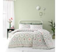 Catherine Lansfield Cameo Floral Reversible King Duvet Cover Set with Pillowcases Green