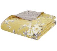 Catherine Lansfield Canterbury Floral Reversible Quilted 220x230cm Bedspread Ochre