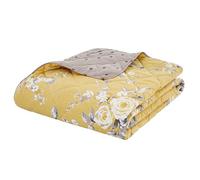Catherine Lansfield Canterbury Floral Reversible Quilted 220x230cm Bedspread Ochre
