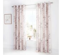 Catherine Lansfield Canterbury Floral 66x72 Inch Lined Eyelet Curtains Two Panels Blush Pink