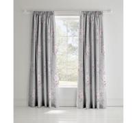 Catherine Lansfield Canterbury Floral 66x72 Inch Lined Eyelet Curtains Two Panels Grey