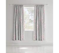 Catherine Lansfield Canterbury Floral 66x72 Inch Lined Eyelet Curtains Two Panels Grey