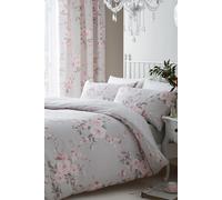 Catherine Lansfield Canterbury Floral Reversible Duvet Cover Set - Double - Grey