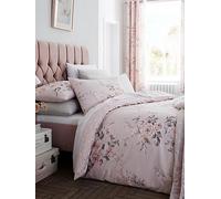 Catherine Lansfield Canterbury Floral Glitter Duvet Cover Set Blush Pink