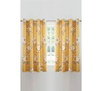 Catherine Lansfield 'canterbury Floral' Lined Eyelet Curtains In Mustard Mustard 168cm width x 183cm drop