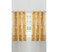 Catherine Lansfield Canterbury Floral 66x72 Inch Lined Eyelet Curtains Two Panels Ochre Yellow