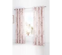 Catherine Lansfield Canterbury Floral 66x72 Inch Lined Eyelet Curtains Two Panels Blush Pink