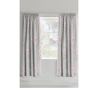 Catherine Lansfield 'canterbury' Floral Pencil Pleat Lined Curtains In Grey Grey 168cm width x 183cm drop