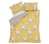 Catherine Lansfield Canterbury Floral Reversible Quilted 220x230cm Bedspread Ochre