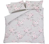 Catherine Lansfield Canterbury Floral Reversible Quilted 240x260cm Bedspread Grey