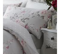 Catherine Lansfield Canterbury Grey Duvet Cover 135 x 200 + 80 x 80 cm + Fitted Sheet White 90 x 200 cm + 1 Pillowcase 80 x 80 cm White