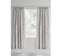 Catherine Lansfield Canterbury Easy Care Pencil Pleat Curtains Grey, 66x72 Inch