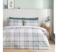 Catherine Lansfield Cartmel Check Reversible Double Duvet Cover Set with Pillowcases Soft Green