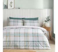 Catherine Lansfield Cartmel Check Reversible Single Duvet Cover Set with Pillowcase Soft Green